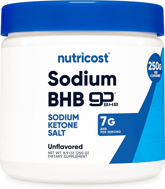 Nutricost Sodium BHB Powder (Unflavored) 250 Grams, Keto Supplement | Beta-Hydroxybutyrate Salt