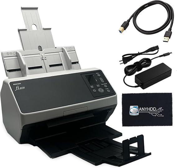 Fi-8170 Professional High Speed Color Duplex Document Scanner -, Network Enabled, Scanner High Volume with Power Adapter + USB 3.2 Cable + Microfiber Cloth Included