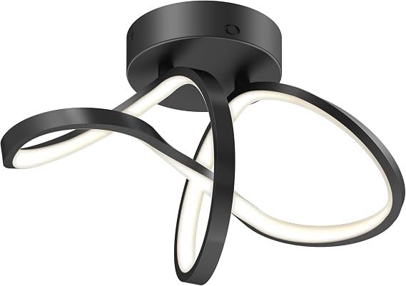 ARTIKA Loop 20W Integrated LED Flush Mount Ceiling Light, Black Modern Fixture for Kitchen, Bedroom, Bathroom, Hallway, 1200 Lumens, Adjustable 3000K-5000K