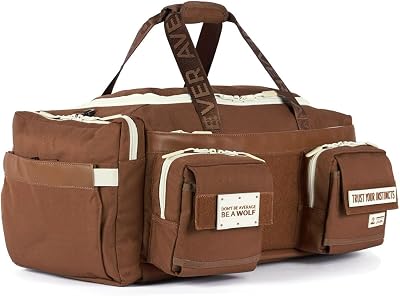 WOLFpak Ultimate 40L Gym & Travel Duffle Bag for Men & Women | Heavy-Duty Gear Bag wDurable Waterproof 1000D Oxford Material | Hard Shell Base, Laptop Sleeve, Custom Patch Options | Mocha Brown