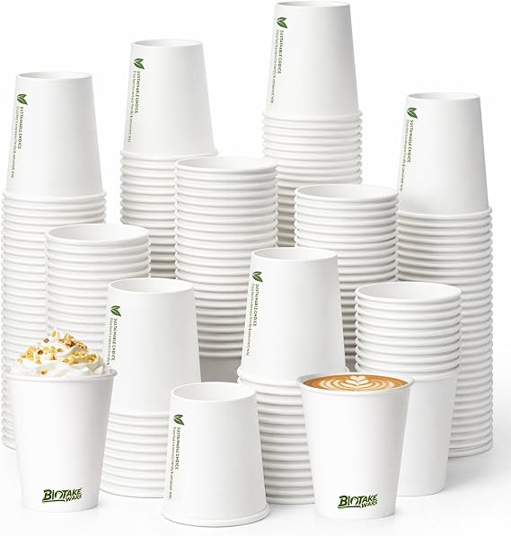 Paper Cups 8 oz, 300 Pack Disposable Coffee Cups for Hot & Cold Beverages, Sturdy with Leak-Resistant Lining, Ideal for Office, Party, Home and Travel (LOGO)