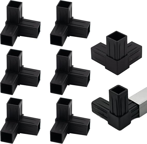 8 PCS 1''/25mm Plastic Square Tube Connector, 3-Way Side Outlet Elbow