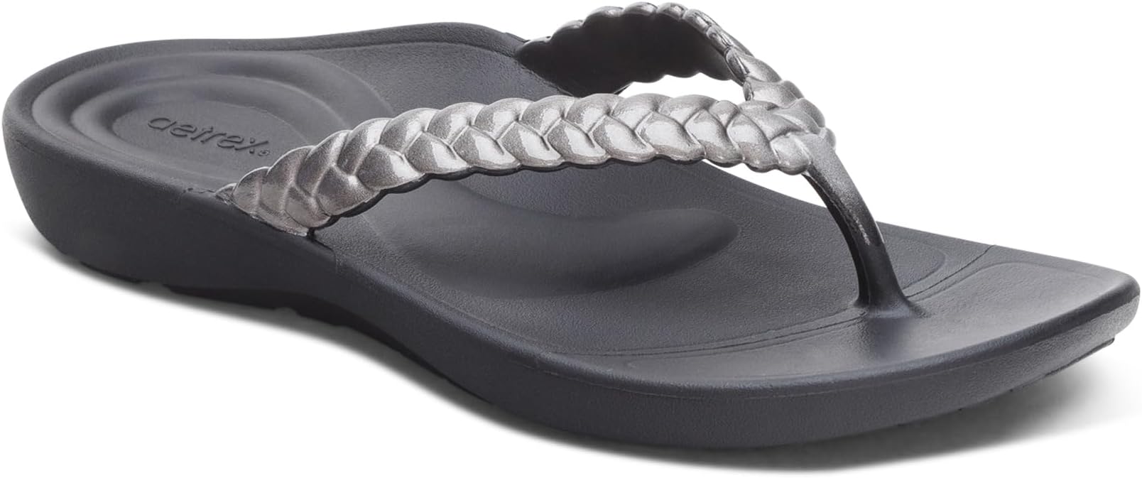 Aetrex Womens Vicki Orthopedic Braided Thong Sandals - Arch Support Flip Flops for Women, Lightweight Comfort - Soft Toe Beach Sandals
