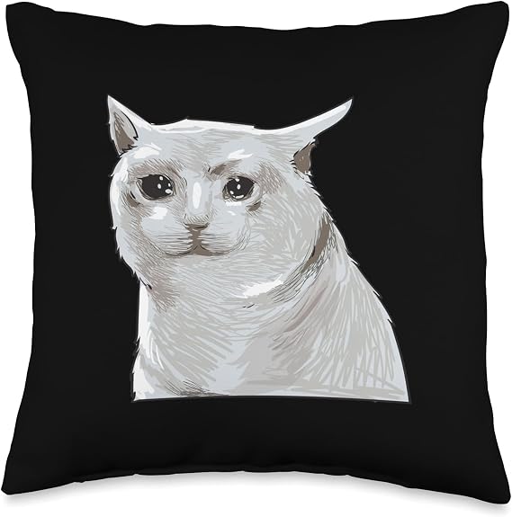 Sad Crying Cat Dank Meme Throw Pillow