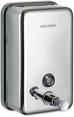 Commercial Manual Soap Dispenser, Durable Polished Stainless Steel Finish, 37oz 1100ml Liquid, Wall-Mounted for Bathroom & Kitchen
