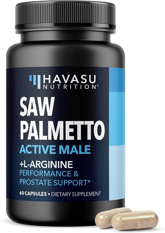Saw Palmetto and L-Arginine for Men Capsules for Men's Health, 30 Servings