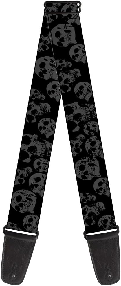 Guitar Strap - Skulls Stacked Weathered Black/Gray