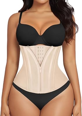SHAPERX Waist Trainer for Women Corset Shapewear Tummy Control Sport Workout Waist Cincher Body Shaper Zipper and Hooks