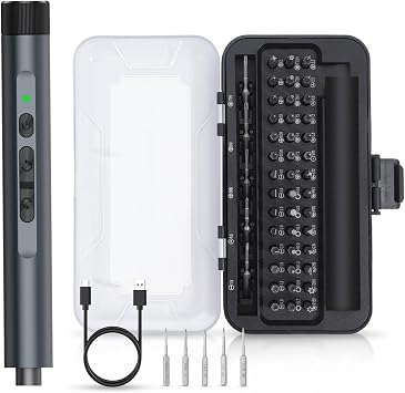 ORIA 49-in-1 Mini Electric Screwdriver, 3.6V Precision Screwdriver Set with 47 Magnetic Bits, LED Lights, Rechargeable Repair Tool Kit for Phone, PC, Laptop, Watch, DIY