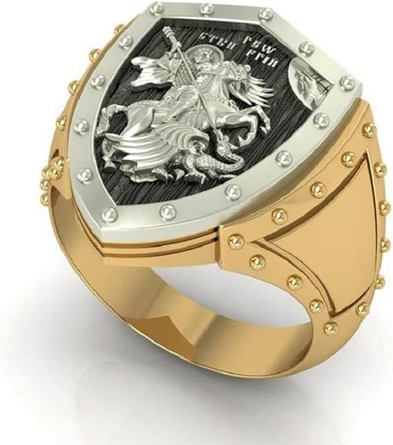 Gothic Punk Knights Templar 'George the Victorious' Masonic Ring for Men Hip Hop Anniversary Party Band Jewelry Rings