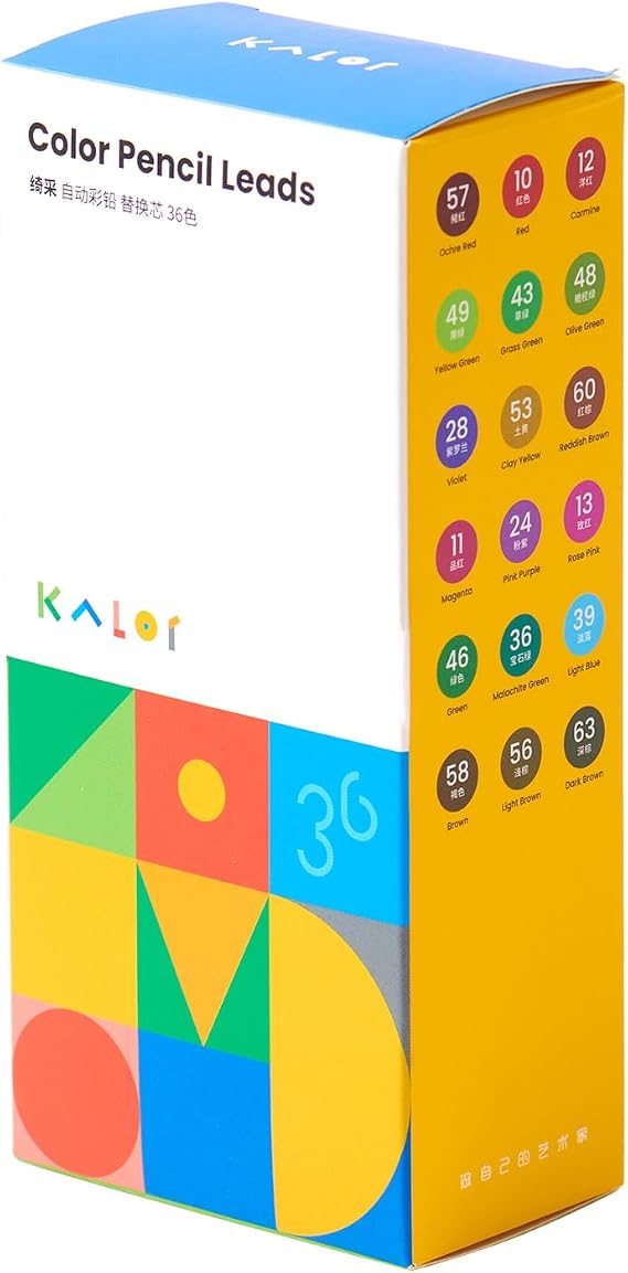Kaco KALOR Mechanical Pencil Refills, 36 Color Set, 72 Pieces