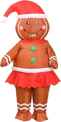 Gingerbread Costume Kids,Ages 9-12 Inflatable Christmas Costumes,Blow up Xmas Ginger bread man Height:4.274.92 Feet
