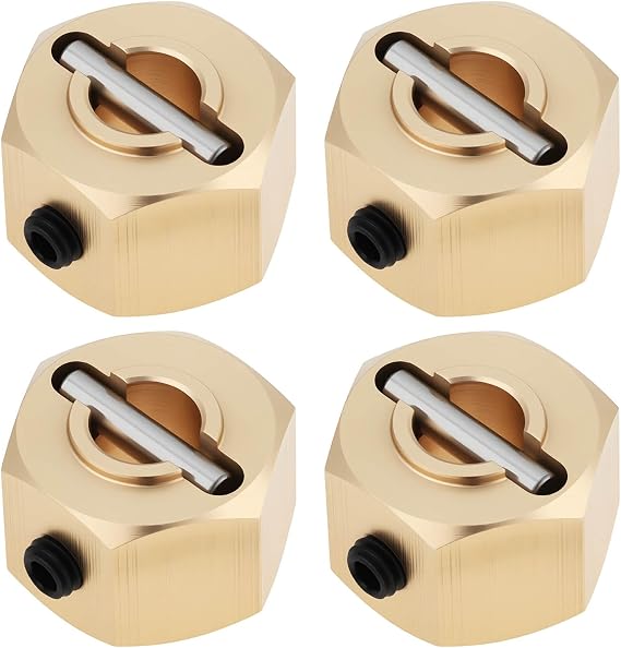 4Pcs 12mm Wheel Drive Hex Hub Adapter Brass Compatible with Axial SCX10 90046 RR10 RGT 86100 MST GEN 8 1/10 RC Crawler Car, 8mm