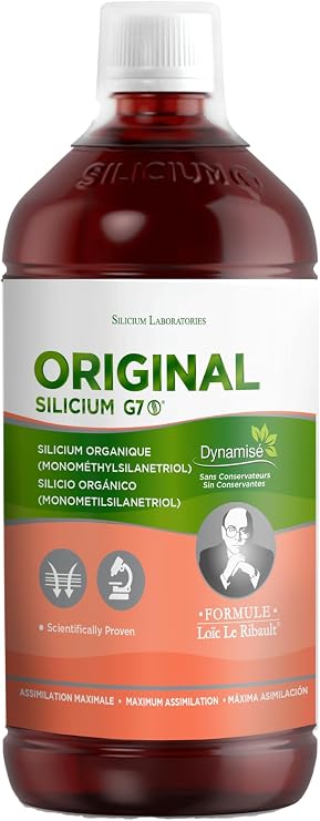G7 Original Improved Formula. Vegan Liquid Silica Supplement Collagen Booster. Bones and Joints Care Supplements. Silica Supplement Skin Booster. 33-Day Treatment. 1 Litre - 1000 ml.