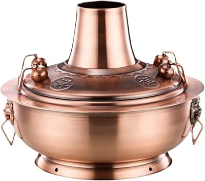 Copper hot Pot, Charcoal Hotpot Chinese Style Cooker Stainless Steel Hot Pot Hot Pot for Home Hot Pot Chinese Hot Pot,Copper-34cm32cm