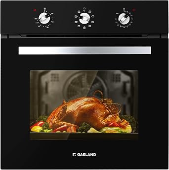24 Inch Electric Wall Ovens, GASLAND Built-in Wall Oven, 240V 3200W 2.3Cu.ft Convection Oven with Rotisserie, 9 Cooking Modes, Mechanical Knob Control, Single Wall Oven - Black
