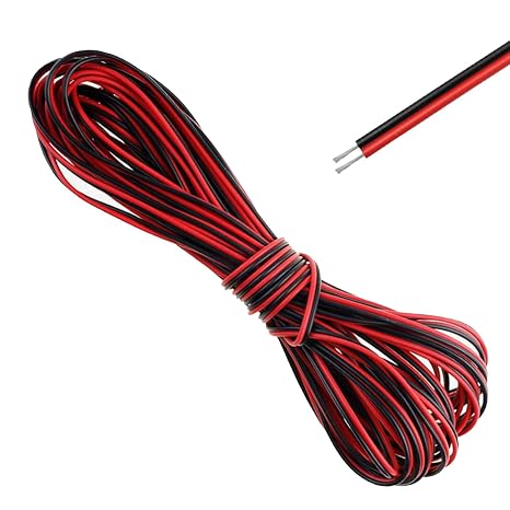 1Pcs 22AWG Electrical Wire 2 Core Black Red Wire Cable 22 Gauge 2 Pin Flexible Extension Cable,2.5mm twin and earth cable,for Car LED Strip Light(10 Mete）