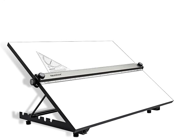Liquidraw Drafting Board - 20" x 26" | Parallel Motion Bar Table Has 6 Adjustable Working Angles | Includes Drawing Board Clips & Set Square | for Artists, Architects, Students & Professionals