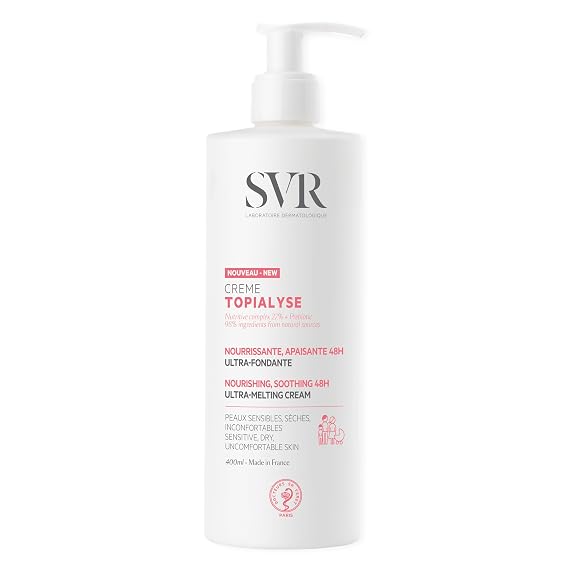 SVR - Topialyse Cream - For Sensitive Skin - Gentle Body & Face Moisturizer for Dry Skin - Restores the Skin Barrier - Provides 48-Hour Hydration - Dermatologically Tested - 13.5 fl.oz