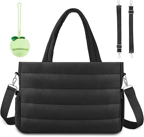 KUBYA Diaper Bag Tote, Puffer Diaper Tote Bags for Women Lightweight Travel Work Hospital Baby Bag Crossbody Mommy Bag
