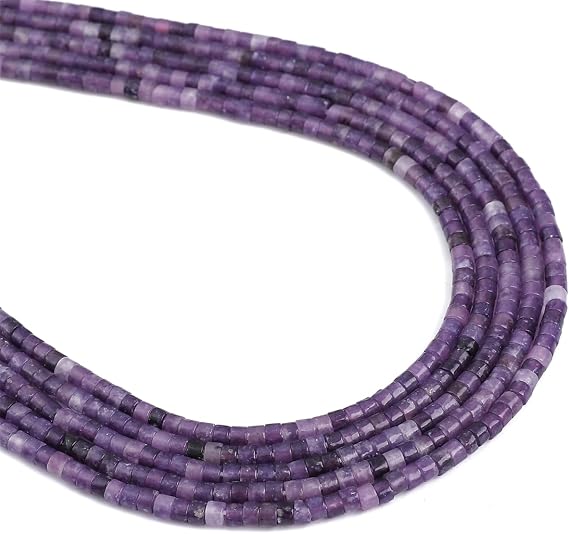 BEADIA Natural Amethyst Spacer Beads Caps Flat Round Loose Beads for Beading Jewelry Making 3mmx2mm 38cm