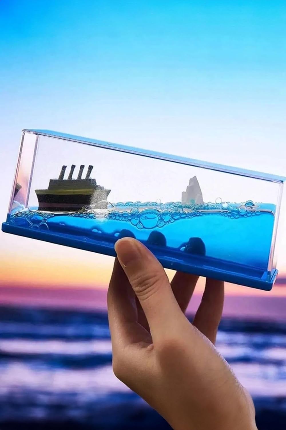 Blue Water Aquarium Bottle Shaped Non-Sinking Ship Decorative Concept Gift