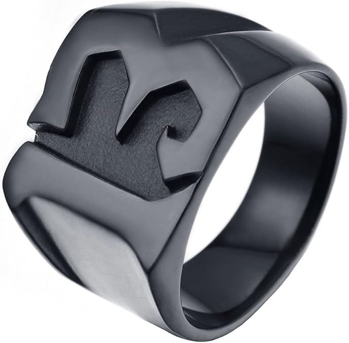 Men's Stainless Steel Number 13 Solid Biker Ring Band Silver/Gold/Black