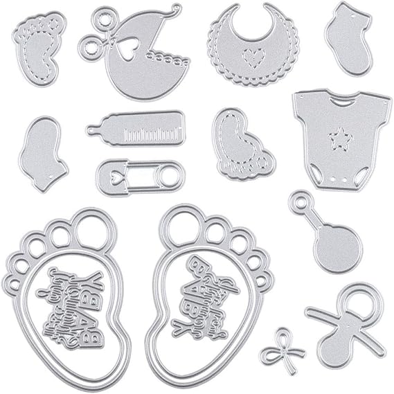 Baby Shower Cutting Die Baby Products Die Cuts for Card Making Cute Infant Foot Dies for Baby Shower Decoupage DIY Scrapbooking Photo Album Card Craft Birthday Decor Stencil Template Tool