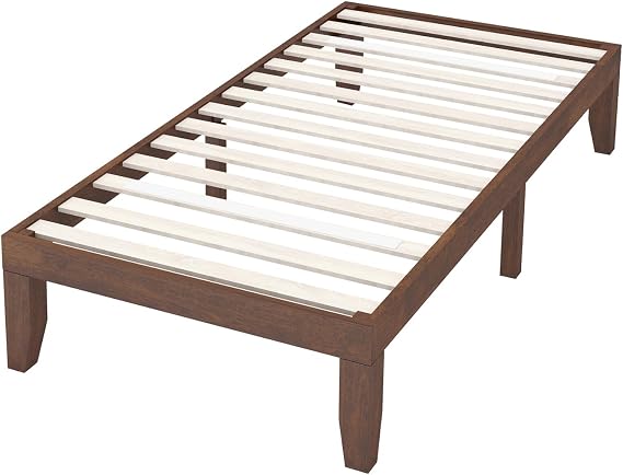 Twin Bed Frame with Rubber Wood Frame