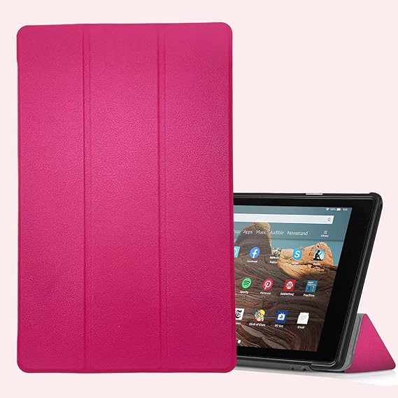Case for Amazon Fire HD 10 Tablet (7th and 9th Generation, 2017 and 2019 Release) - Slim Folding Stand Cover with Auto Wake/Sleep .NOT for 2021 Released 11th Generation fire HD10(Rose Red)