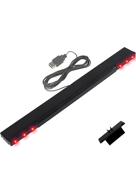 Tuboopy Wii Sensor Bar Replacement for Nintendo Console - Wired USB Infrared IR Light Stand for Wii U Motion Ray Dolphin(Black)