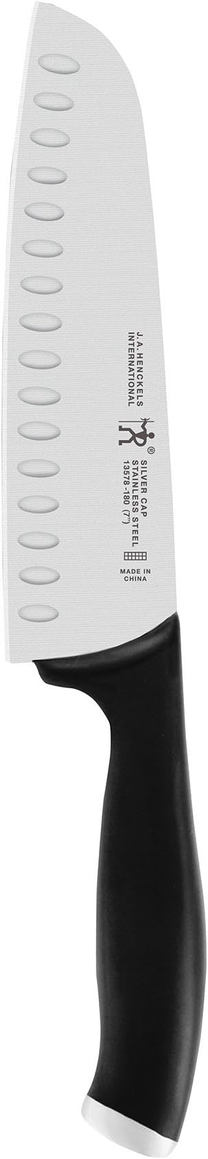 HENCKELS Silvercap Razor-Sharp Hollow Edge Santoku Knife 7-inch, German Engineered Informed by 100+ Years of Mastery