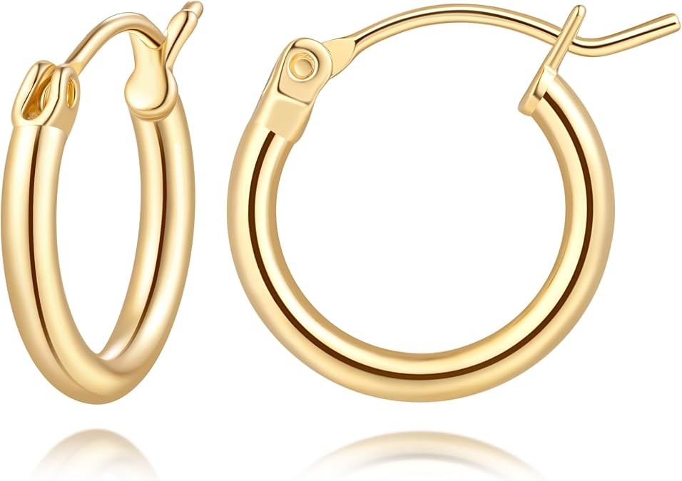 14K Gold Earrings for Women 14K Gold Hoop Earrings for Women Gold Hoops Earring for Womens Hoop Classic Simple Circular Silhouette Womens Hoop Earrings 12/14/16/18/20mm