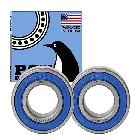 PGN 6205-2RS (2 Pack) Ball Bearing 25x52x15mm Chrome Steel Sealed