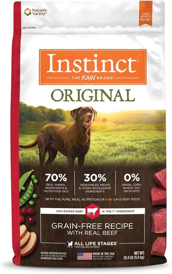 Instinct Original Dry Dog Food, Raw Coated Kibble, Real Beef, 20 lb. Bag