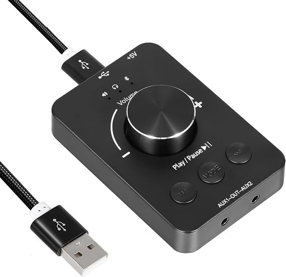 Docooler Volume Control Knob, USB Computer Volume Controller with One-Click Mute Function and 3 Volume Control Modes, Plug and Play, USB Volume Knob Multimedia Controller for PC, Laptop