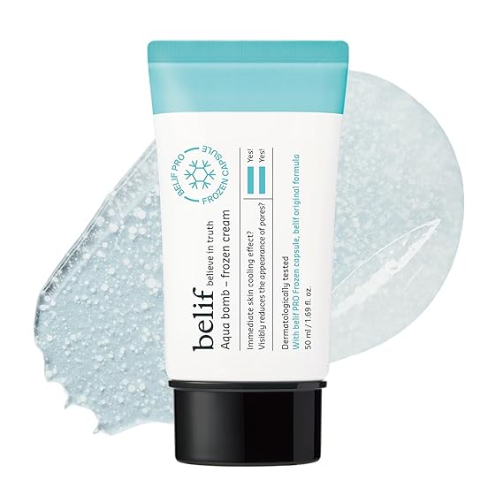 belif Aqua Bomb Frozen Gel Cream - Cooling Relief with Panthenol & Niacinamide - Daily Soothing & Hydrating Moisturizer, Lightweight, Korean Skincare, 1.69 fl oz