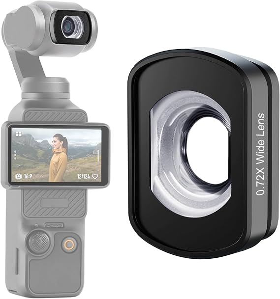 112°広角レンズ DJI Osmo Pocket 3 Creatorコンボアクセサリー対応 拡大FOV 108°磁気コーティング非球面アクションカメラレンズ。