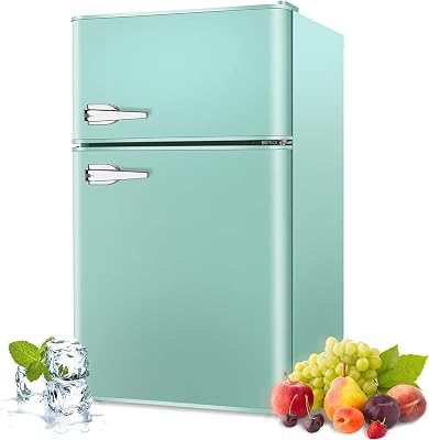 Kismile 3.2 Cu.Ft Mini Fridge with Freezer,Freestanding Compact Refrigerator with Freezer,Adjustable Temperature,2 Door Mini Fridge for Home,Office,Dorm or RV, Apartment-Food Storage or Drink Beer
