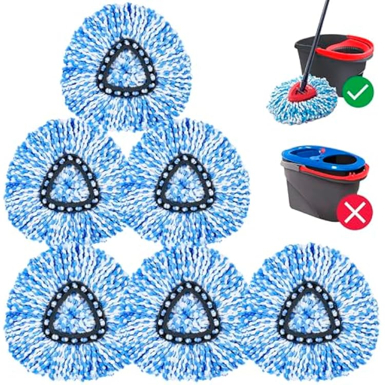 Spin Mop Replacement Head,Microfiber Mop Refills for O-Cedar,4-Pack Washable & Reusable for HardwoodTile Floors, Exact Fit for 1-Tank System Blue6 Pack