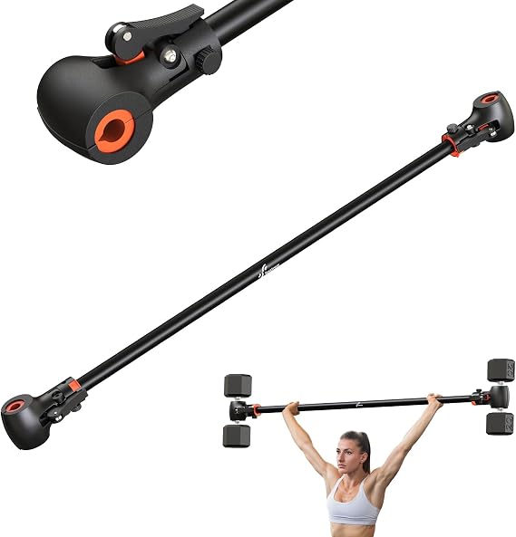 Sportneer Dumbbell to Barbell Converter Bar | Adjustable Fit, 200 lb Capacity, Secure Lock, Tool-Free Setup, 130cm Bar, Full-Body Training, Barbell Feel, Space Saving