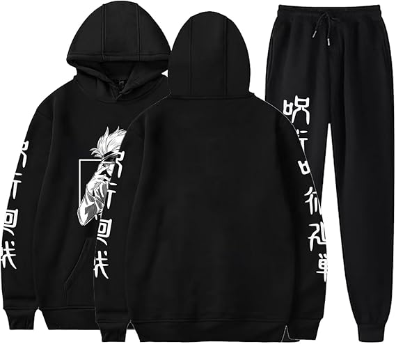 ACEFAST INC Cool Satoru Gojo Itadori Yuji Nobara Harajuku Anime Unisex Hoodie Pullovers Sweatpants 2 Pieces Set