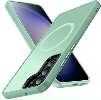 Magnetic for Galaxy S22 Case,[Compatible with Magnetic],[10 FT Military Grade Drop Protection] Slim Protective Translucent Matte,TPU+PC Luxury Protective Phone Case Light Green 16-s22-06