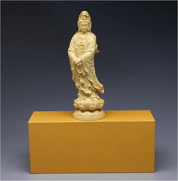 Feng Shui Kuan yin Buddha Statue Hand Carved Luck Quan Yin Statue Wealth Guan Yin Statue Wooden Home Desktop Decoration Gifts