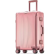 FREEFLY All aluminum hard Shell Suitcase Cheap Cabin Suitcase Carry on Luggage Medium Suitcase Lightweight Suitcase with 4 Silent Wheels,Pink,22in