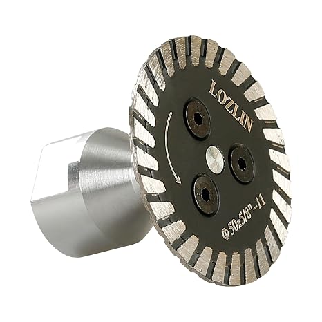 LOZLIN 50mm Diamond Saw Blade 5/8-11 Thread, Turbo Rim Cutting Disc for Granite Marble Concrete Stone, Compact Engraving Wheel for Angle Grinder Rotary Tool Power Drill