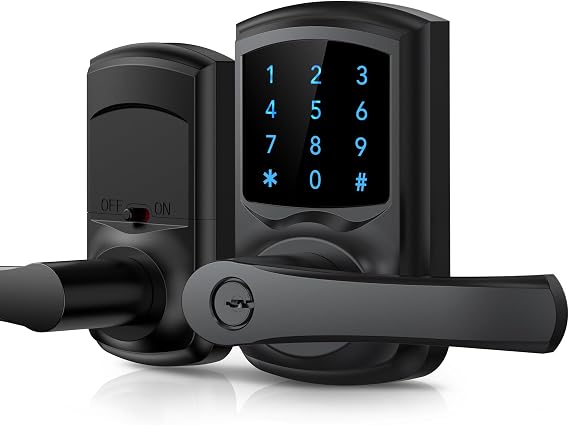 Hidalife Keyless Entry Door Lock, Smart Locks for Front Door, Keypad Door Knob with Handle, Touchscreen, One-Touch Toggle for Passage Mode, Matte Black
