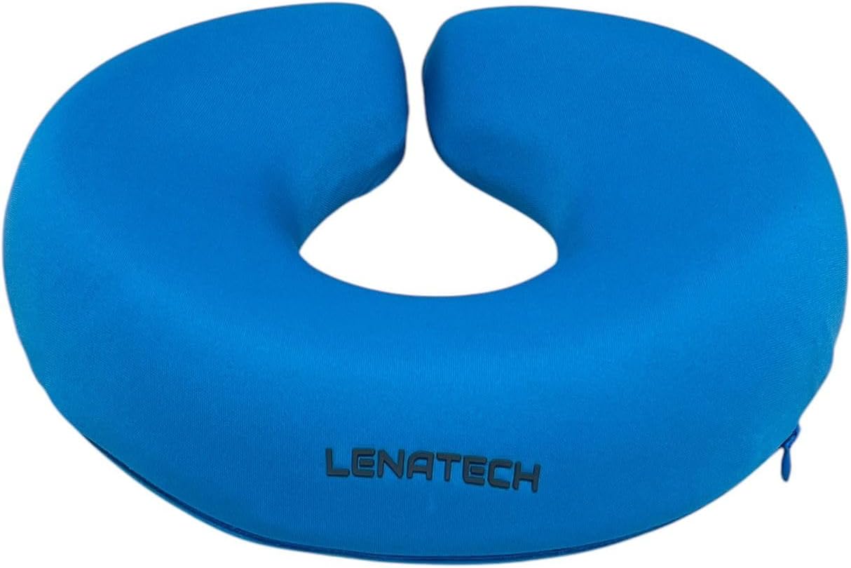 Lenatech Masaj Yüz Yastığı, 45x42x8 cm, Çıkarılabilir Kılıf, Orta Yumuşak Sertlik, Poliüretan Dolgu, Gri/Siyah (Su Mavisi)