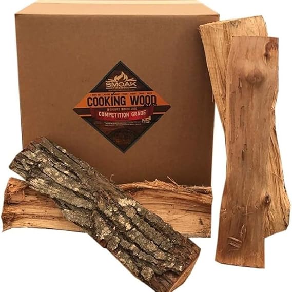 Smoak Firewood 16inch Length Premium Cooking Wood & Firewood Logs Used for Grills, Smokers, Pizza ovens, stoves, firepits or fireplaces USDA Certified Kiln Dried (Cherry 60-70lbs 16inch Wood)
