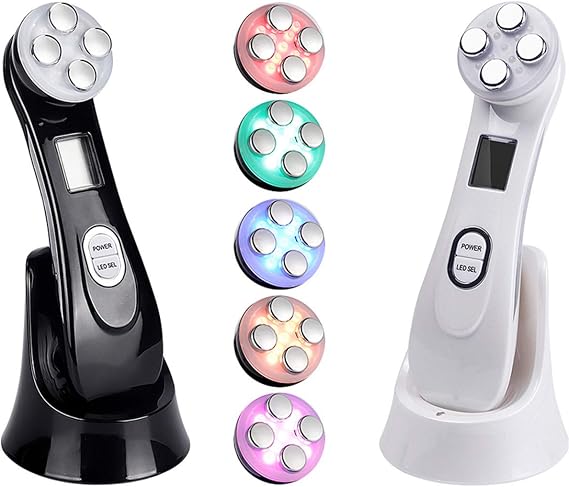 Facial Lifting Machine,Ultrasonic Beauty Device,5in1 Ultrasonic Red LED Light Theragy and 6 Modes Face Massager,Firming and Anti-aging, Skin Rejuvenation (white)